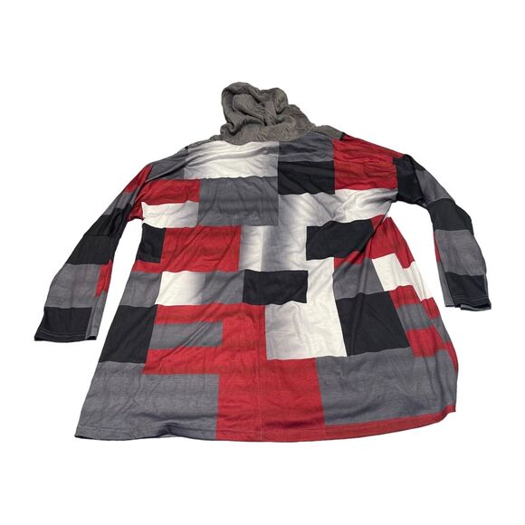 Hoodie Womens 2XL Multi Colorblock Knit Pockets Regular Fit Long Sleeve Pullover - Picture 3 of 6